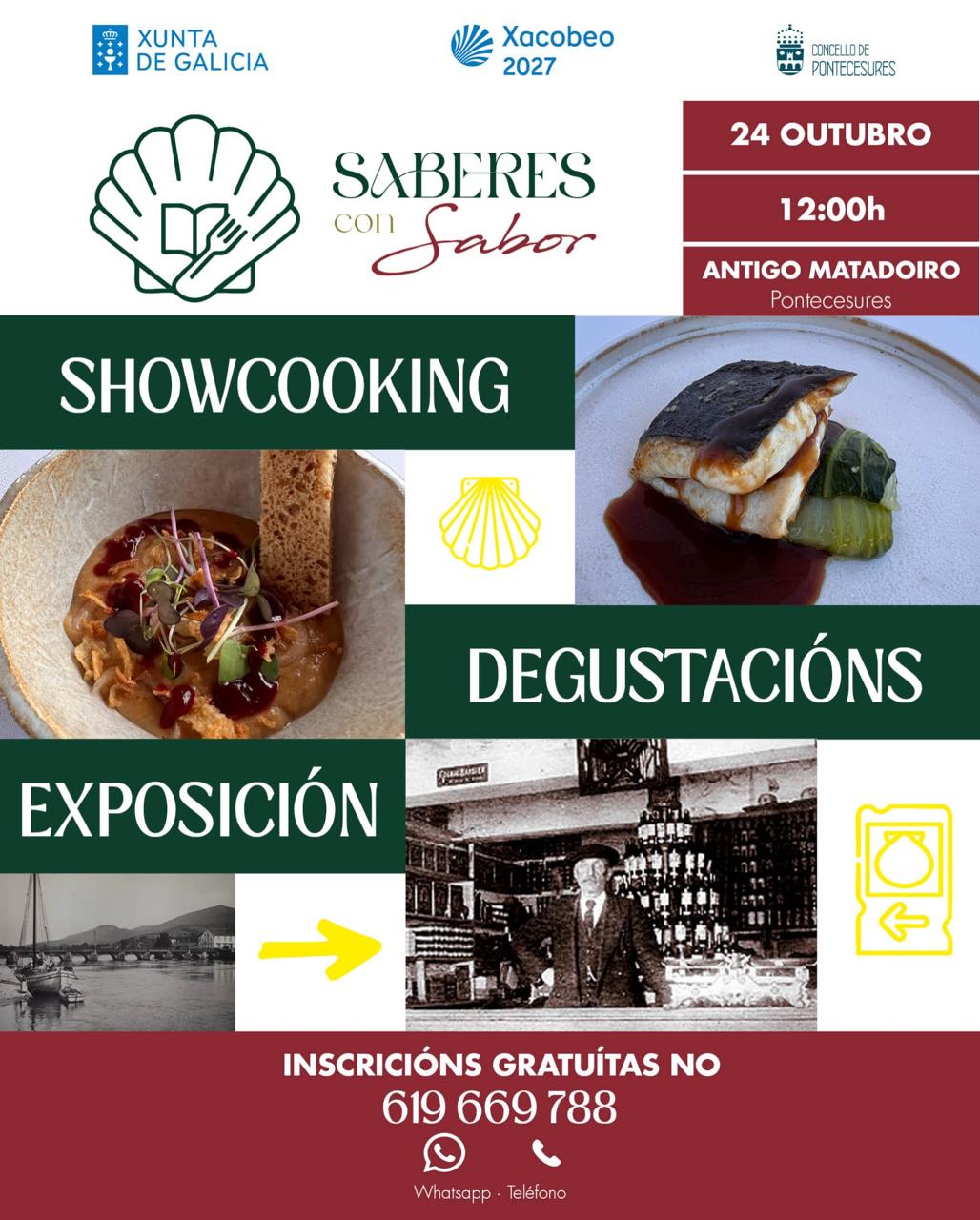 Cartel do showcooking de Saberes con Sabor en Pontecesures